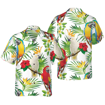 Cockatoo Hawaiian Shirt, Cockatoo In The Tropical Forest Parrot Aloha Shirt For Men - Perfect Gift For Husband, Boyfriend, Friend, Family - Amzanimalsgift