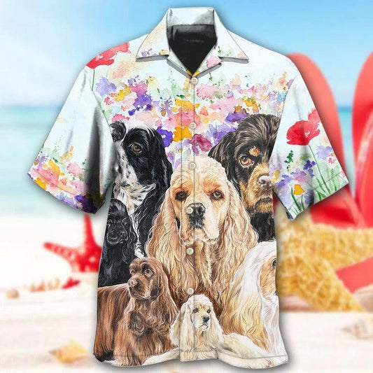 Cocker Spaniel Dog Aloha Hawaii Shirt - Dog And Flowers Lover Hawaiian Shirt For Summer - Perfect Gift For Dog Lovers, Friend, Family - Amzanimalsgift