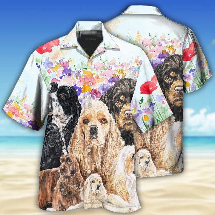 Cocker Spaniel Dog Aloha Hawaii Shirt - Dog And Flowers Lover Hawaiian Shirt For Summer - Perfect Gift For Dog Lovers, Friend, Family - Amzanimalsgift