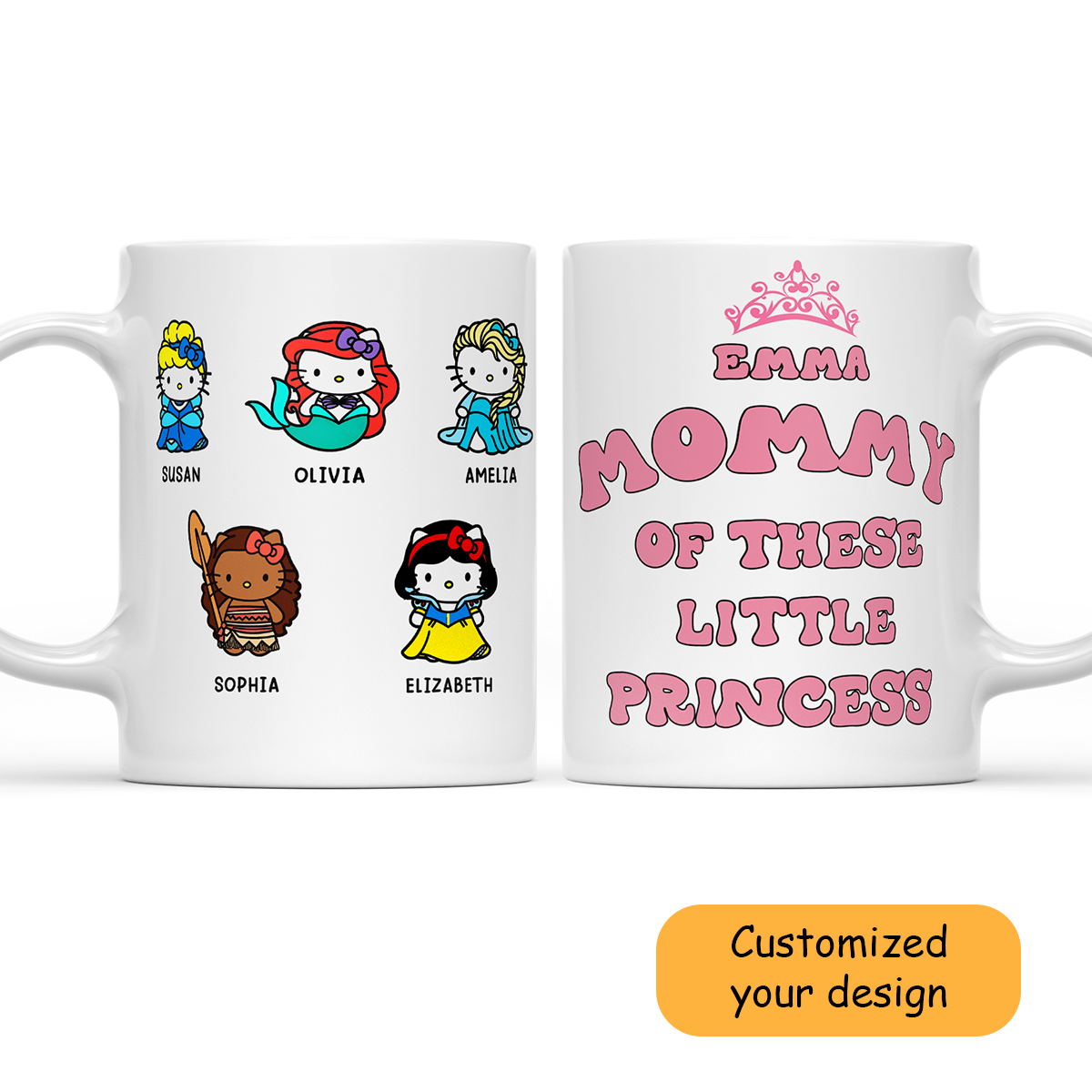 Coffee Mug Personalized Gifts For Mom, Grandma, Mother, Family, Nana, Mother's Day Gifts, Mom Of These Little Princess