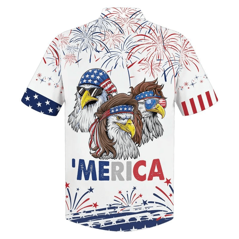 Cool American Eagle Aloha Hawaiian Shirts For Summer, American Independence Day Hawaiian Shirt For Men Women, 4th Of July Gift For Eagle Lovers - Amzanimalsgift