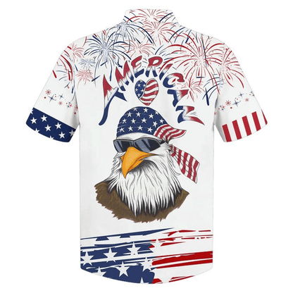 Cool Eagle American Aloha Hawaiian Shirts For Summer, US Flag Independence Day Aloha Hawaiian Shirt For Men Women, Best Gift Fourth Of July For Friend - Amzanimalsgift