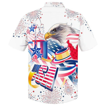 Cool Eagle USA Independence Day Aloha Hawaiian Shirts For Summer, Happy Fourth Of July Hawaiian Shirt For Men Women, Patriotic Gift For Eagle Lovers - Amzanimalsgift