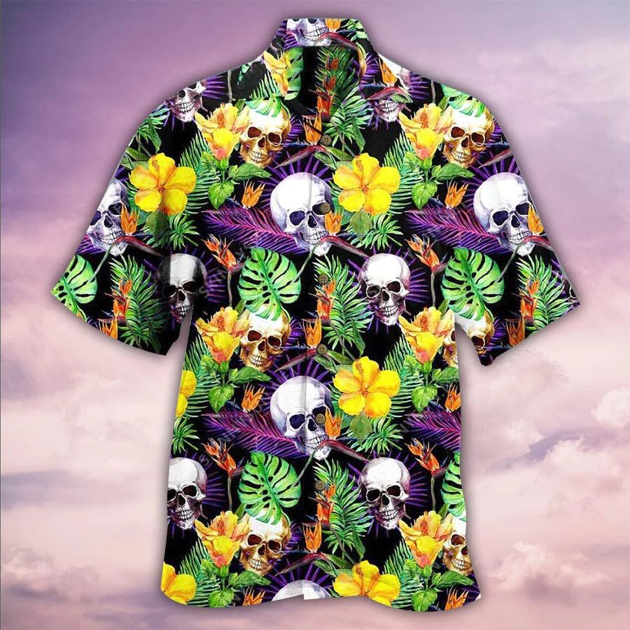Copy of Skull Aloha Hawaiian Shirt For Summer - Skull Patriotic Flower America Hawaiian Shirt - Perfect Gift For Men, Women, Skull Lover - Amzanimalsgift