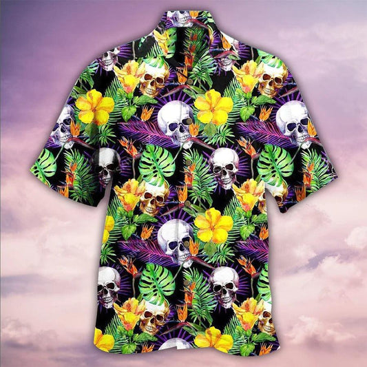 Copy of Skull Aloha Hawaiian Shirt For Summer - Skull Patriotic Flower America Hawaiian Shirt - Perfect Gift For Men, Women, Skull Lover - Amzanimalsgift