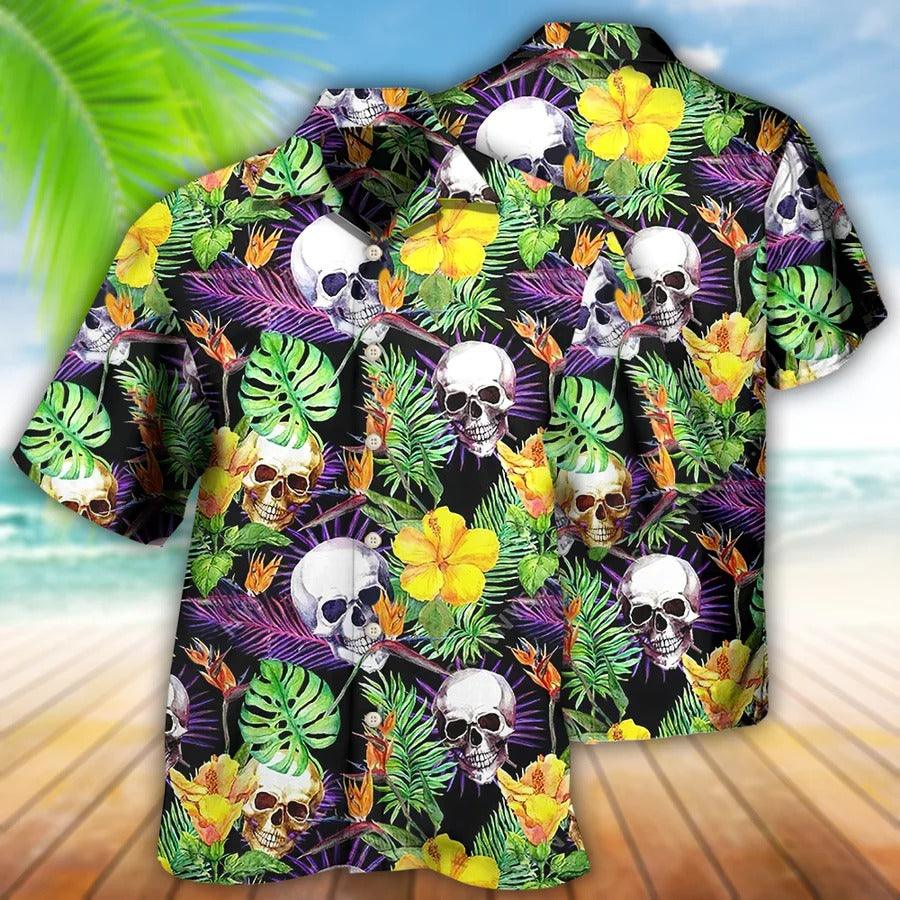 Copy of Skull Aloha Hawaiian Shirt For Summer - Skull Patriotic Flower America Hawaiian Shirt - Perfect Gift For Men, Women, Skull Lover - Amzanimalsgift