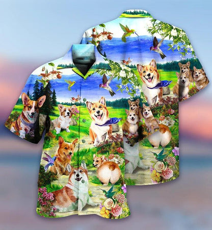 Corgi Aloha Hawaii Shirt - Corgi Dogs Love Blue Sky Hawaiian Shirt For Summer - Perfect Gift For Dog Lovers, Friend, Family - Amzanimalsgift
