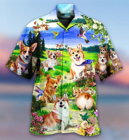 Corgi Aloha Hawaii Shirt - Corgi Dogs Love Blue Sky Hawaiian Shirt For Summer - Perfect Gift For Dog Lovers, Friend, Family - Amzanimalsgift