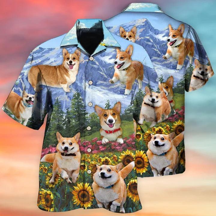 Corgi Aloha Hawaii Shirt - Corgi Loves Flower Garden Hawaiian Shirt For Summer - Perfect Gift For Dog Lovers, Friend, Family - Amzanimalsgift