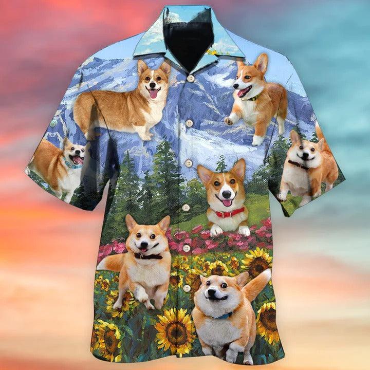Corgi Aloha Hawaii Shirt - Corgi Loves Flower Garden Hawaiian Shirt For Summer - Perfect Gift For Dog Lovers, Friend, Family - Amzanimalsgift