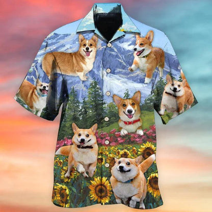 Corgi Aloha Hawaii Shirt - Corgi Loves Flower Garden Hawaiian Shirt For Summer - Perfect Gift For Dog Lovers, Friend, Family - Amzanimalsgift