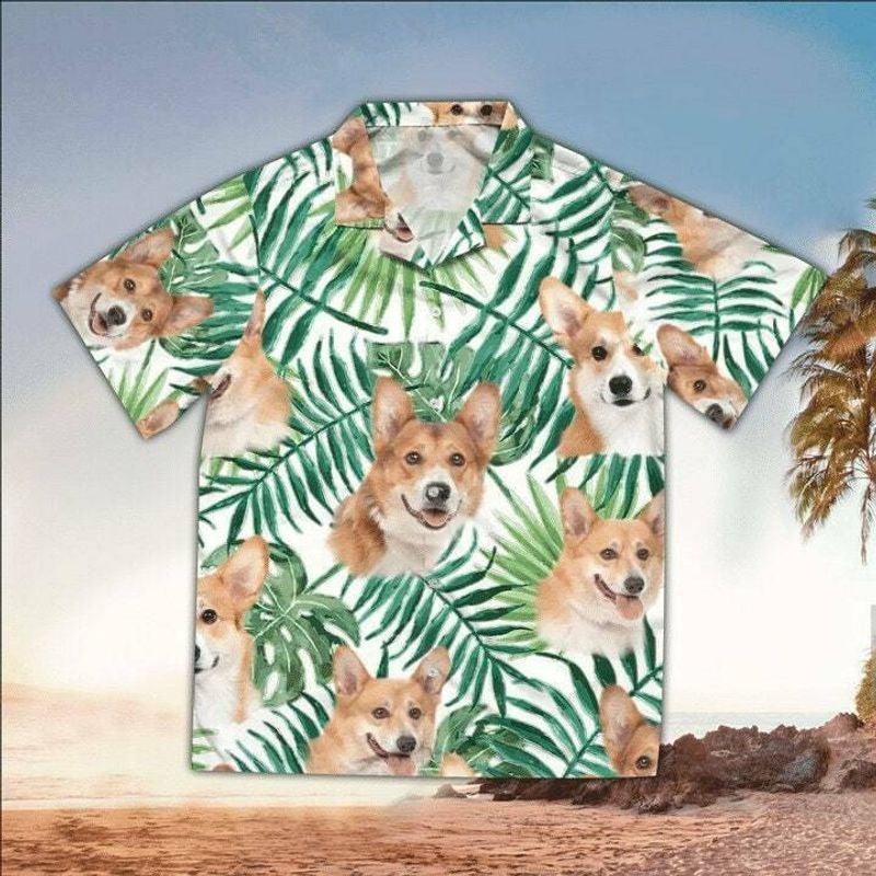 Corgi Aloha Hawaiian Shirt - Corgi Dog Love Hawaiian Shirt, Tropical Leaves Pattern Hawaiian Shirt For Men & Women, Corgi Lover - Amzanimalsgift