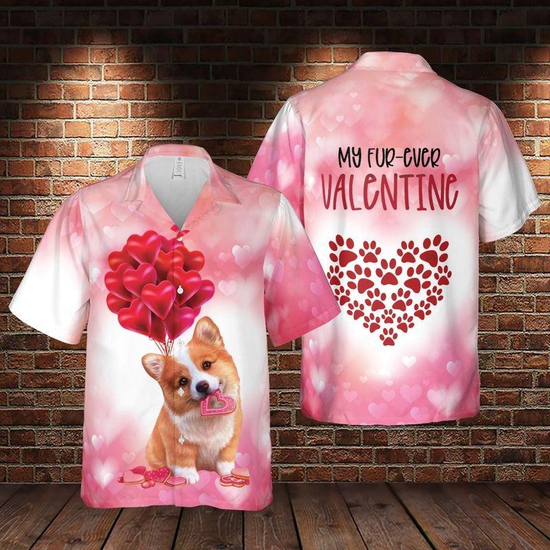 Corgi Aloha Hawaiian Shirt - Corgi Puppy Hawaiian Shirt, My Fur Ever Valentine Hawaiian Shirt For Men & Women, Corgi Lover - Amzanimalsgift
