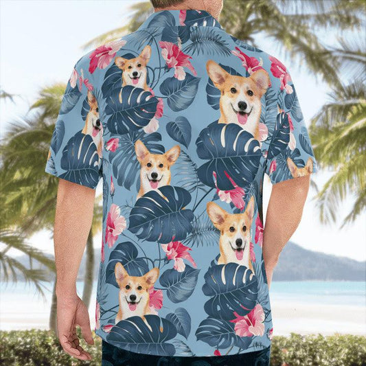 Corgi Aloha Hawaiian Shirt, Corgi Tropical Floral Pattern Aloha Shirt For Summer, Corgi Hawaiian Shirt- Perfect Gift For Men, Women, Dog Lover, Friend - Amzanimalsgift
