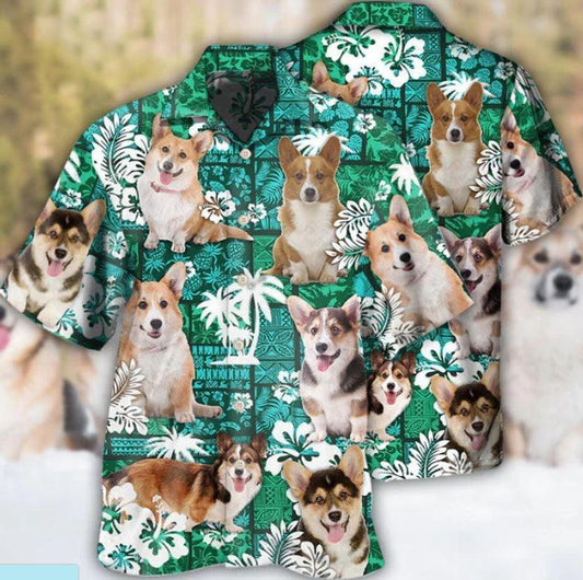 Corgi Aloha Hawaiian Shirt - Lovely Welsh Corgi Tropical Hawaiian Shirt, Tropical Leaf Hawaiian Shirt For Men & Women, Corgi Lover - Amzanimalsgift