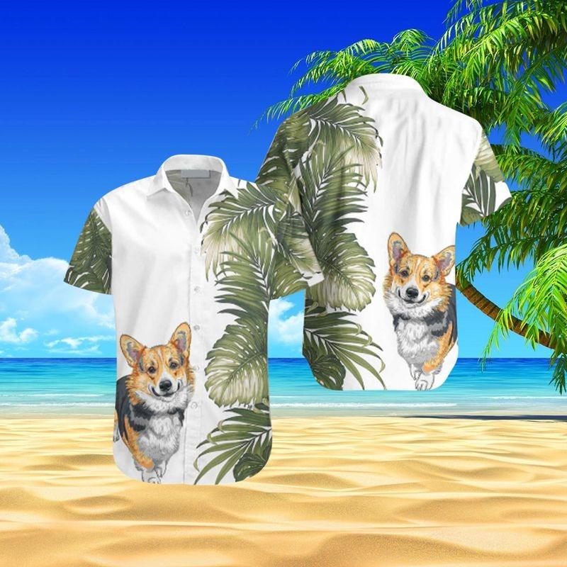 Corgi Aloha Hawaiian Shirt - Tropical Flower Leaves Hawaiian Shirt For Men & Women, Corgi Lover - Amzanimalsgift