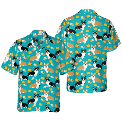 Corgi And Food Hawaiian Shirt, Colorful Corgi Aloha Shirt For Men - Perfect Gift For Corgi Lovers, Husband, Boyfriend, Friend, Family - Amzanimalsgift