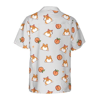 Corgi Butt And Peach Seamless Hawaiian Shirt, Corgi Aloha Shirt For Men And Women - Perfect Gift For Corgi Lovers, Husband, Boyfriend, Friend, Family - Amzanimalsgift
