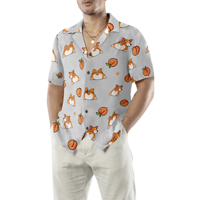 Corgi Butt And Peach Seamless Hawaiian Shirt, Corgi Aloha Shirt For Men And Women - Perfect Gift For Corgi Lovers, Husband, Boyfriend, Friend, Family - Amzanimalsgift