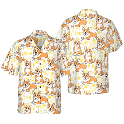 Corgi Hawaiian Shirt, Corgi Pembroke Aloha Shirt For Men - Perfect Gift For Corgi Lovers, Husband, Boyfriend, Friend, Family - Amzanimalsgift