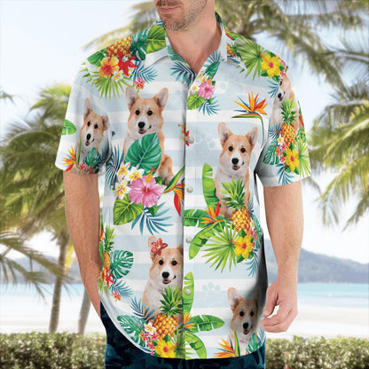 Corgi Hawaiian Shirt, Corgi Tropical Pattern Hawaiian Shirt, Corgi Pineapple Aloha Shirt - Perfect Gift For Men, Women, Dog Lover, Friend, Family - Amzanimalsgift