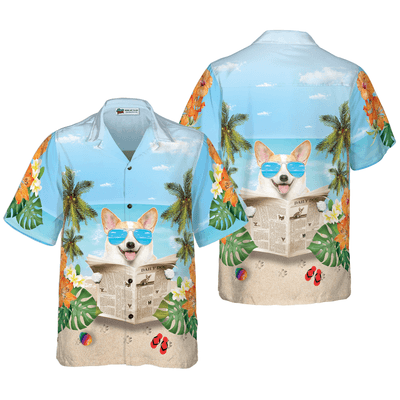 Corgi Hawaiian Shirt, Corgi Wear Sunglasses Aloha Shirt For Men - Perfect Gift For Corgi Lovers, Husband, Boyfriend, Friend, Family - Amzanimalsgift