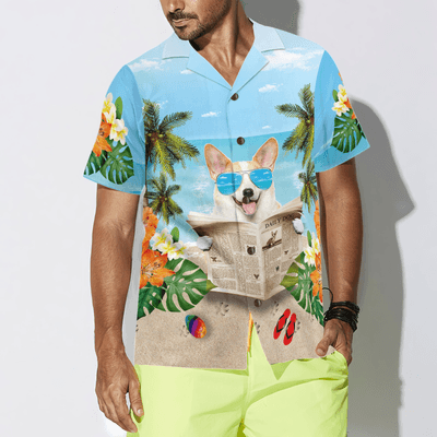 Corgi Hawaiian Shirt, Corgi Wear Sunglasses Aloha Shirt For Men - Perfect Gift For Corgi Lovers, Husband, Boyfriend, Friend, Family - Amzanimalsgift