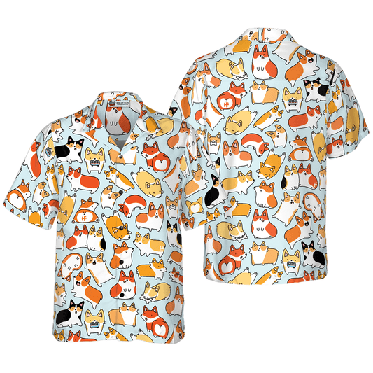 Corgi Hawaiian Shirt, Corgi World Aloha Shirt For Men - Perfect Gift For Corgi Lover, Husband, Boyfriend, Friend, Family - Amzanimalsgift