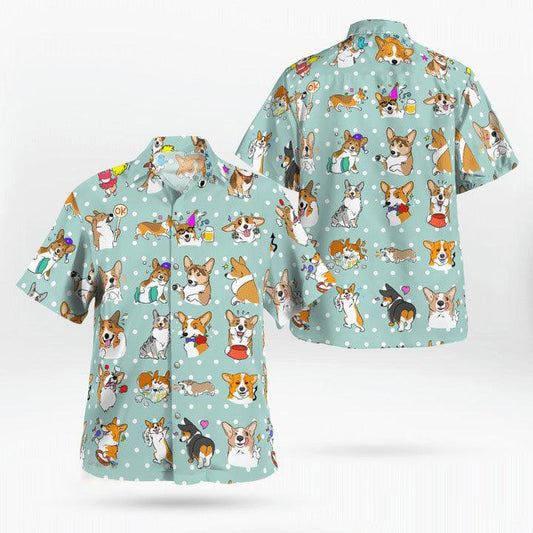 Corgi Hawaiian Shirt, Pembroke Welsh Corgi Cute Hawaiian Shirt, Funny Corgi Dog Aloha Shirt - Perfect Gift For Men, Women, Dog Lover, Friend, Family - Amzanimalsgift