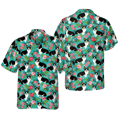 Corgi Hawaiian Shirt, Tropical Floral Corgi Aloha Shirt For Men - Perfect Gift For Corgi Lovers, Husband, Boyfriend, Friend, Family - Amzanimalsgift