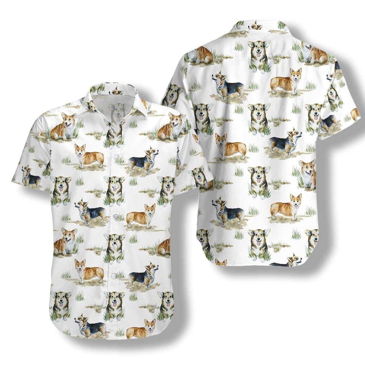 Corgi Hawaiian Shirts For Summer - Smiling Corgi Aloha Shirts - Perfect Gift For Men, Women, Corgi Lovers, Dog Lovers - Amzanimalsgift