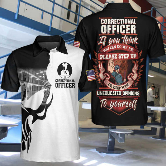 Correctional Officer Proud Skull Short Sleeve Polo Shirt, If You Think You Can Do My Job Shirt, Officer Shirt For Men - Amzanimalsgift