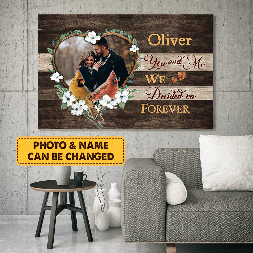 Couple Canvas - Personalized Custom Landscape Canvas - Cardinal Couple, You And Me - Custom Gift for Couple, Lovers, Family - Amzanimalsgift
