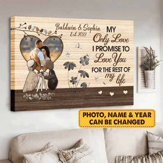 Couple Canvas - Personalized Custom Landscape Canvas - My Only Love My Life - Custom Gift for Couple, Lovers, Family - Amzanimalsgift