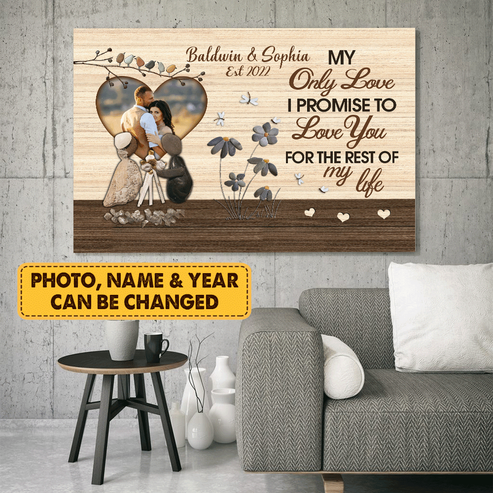 Couple Canvas - Personalized Custom Landscape Canvas - My Only Love My Life - Custom Gift for Couple, Lovers, Family - Amzanimalsgift