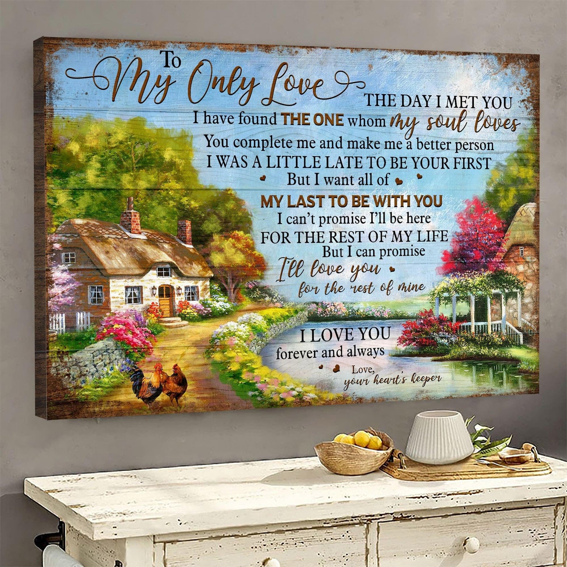 Couple Landscape Canvas - Beautiful Village Premium Wrapped Canvas - Gift For Couple, Spouse, Lover- I can promise to love you for the rest of my life - Amzanimalsgift