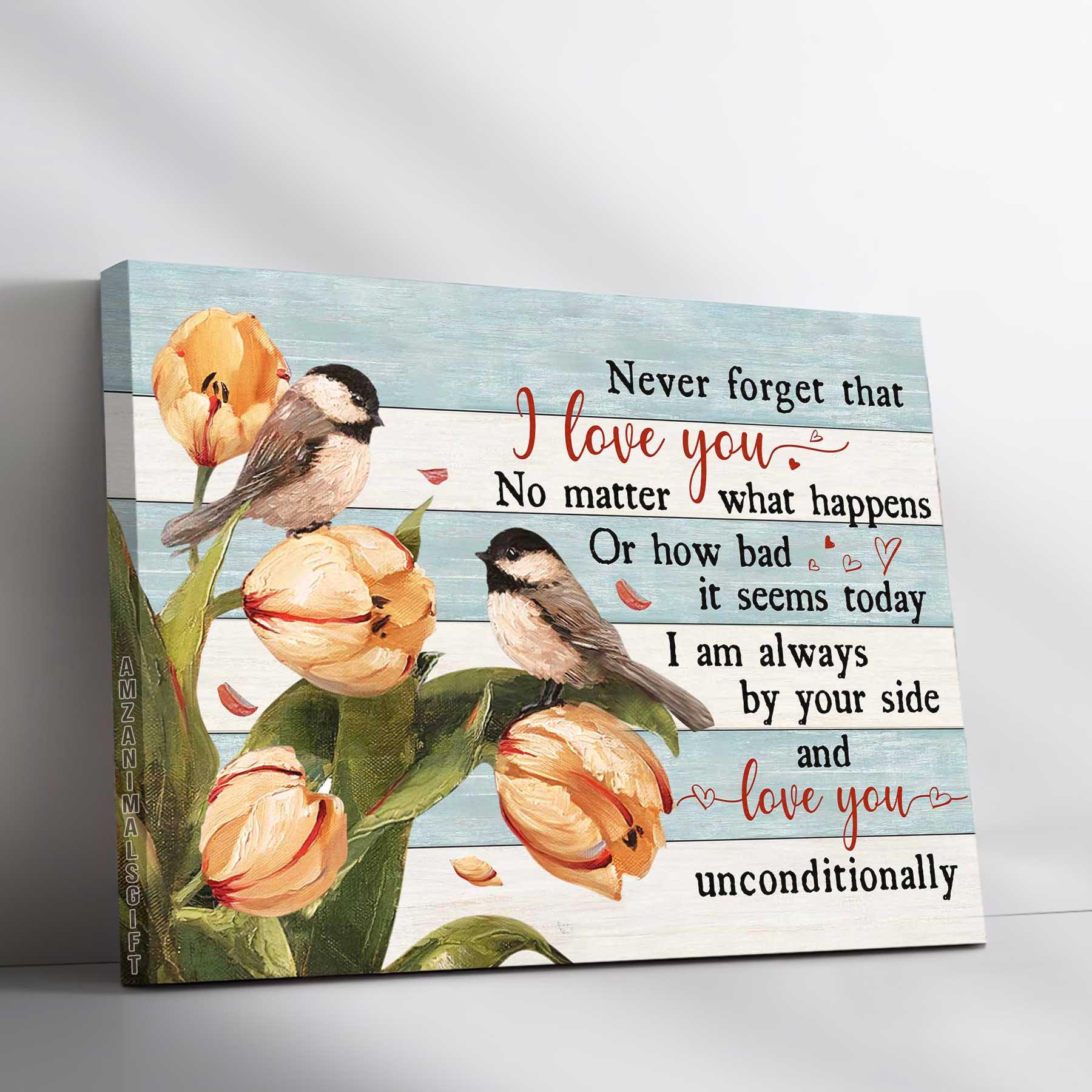 Couple Landscape Canvas, Black-Capped Chickadee, Tulip flower Gift for couple Premium Wrapped canvas - I love you unconditionally Couple Canvas Prints - Amzanimalsgift