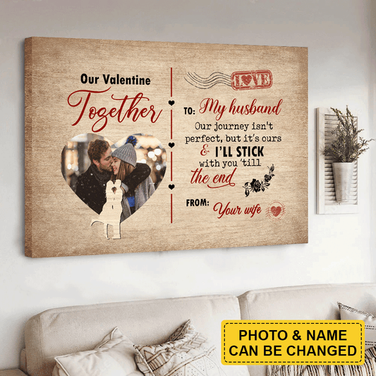 Couple Landscape Canvas Custom - Our Valentine Together Personalized Landscape Canvas - Gift for Couple, Lovers, Family - Amzanimalsgift