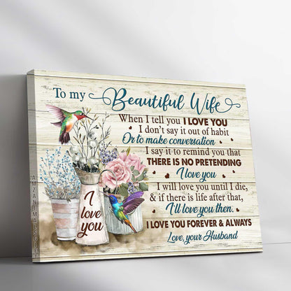 Couple Landscape Canvas - To My Wife, Baby Flower, Rose Drawing, Couple Premium Wrapped Canvas - Valentine's Day Gift - I Will Love You Until I Die - Amzanimalsgift