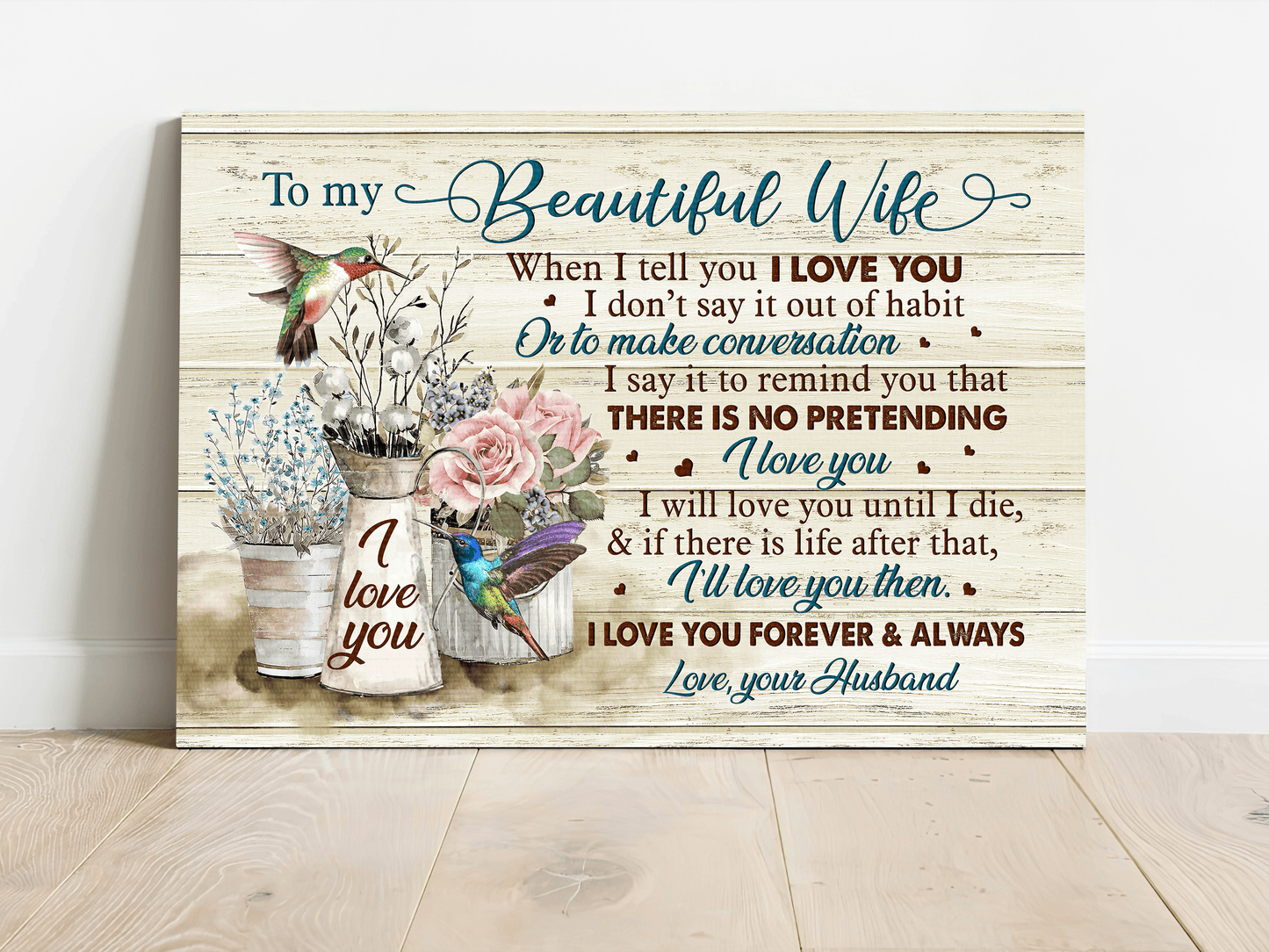 Couple Landscape Canvas - To My Wife, Baby Flower, Rose Drawing, Couple Premium Wrapped Canvas - Valentine's Day Gift - I Will Love You Until I Die - Amzanimalsgift