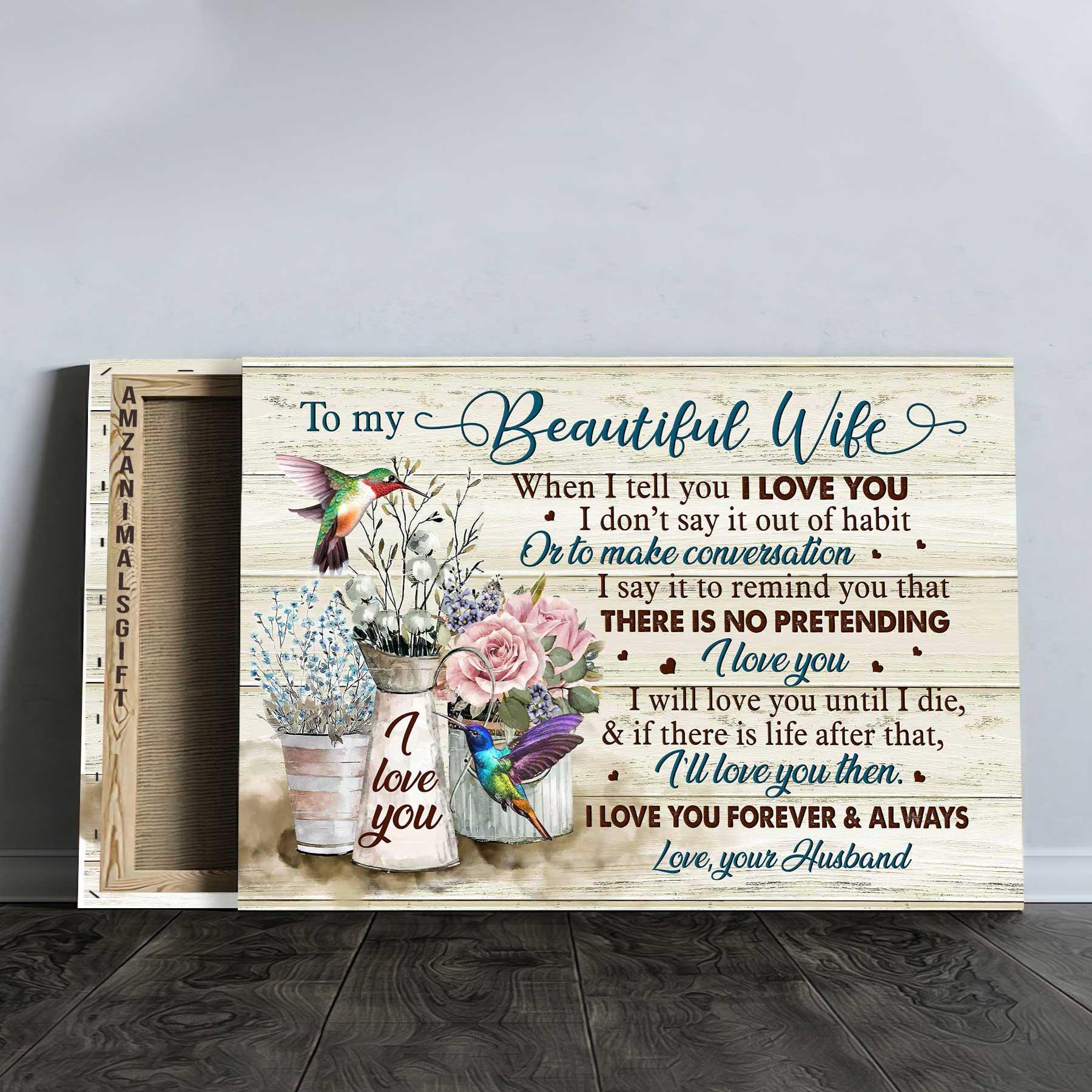 Couple Landscape Canvas - To My Wife, Baby Flower, Rose Drawing, Couple Premium Wrapped Canvas - Valentine's Day Gift - I Will Love You Until I Die - Amzanimalsgift