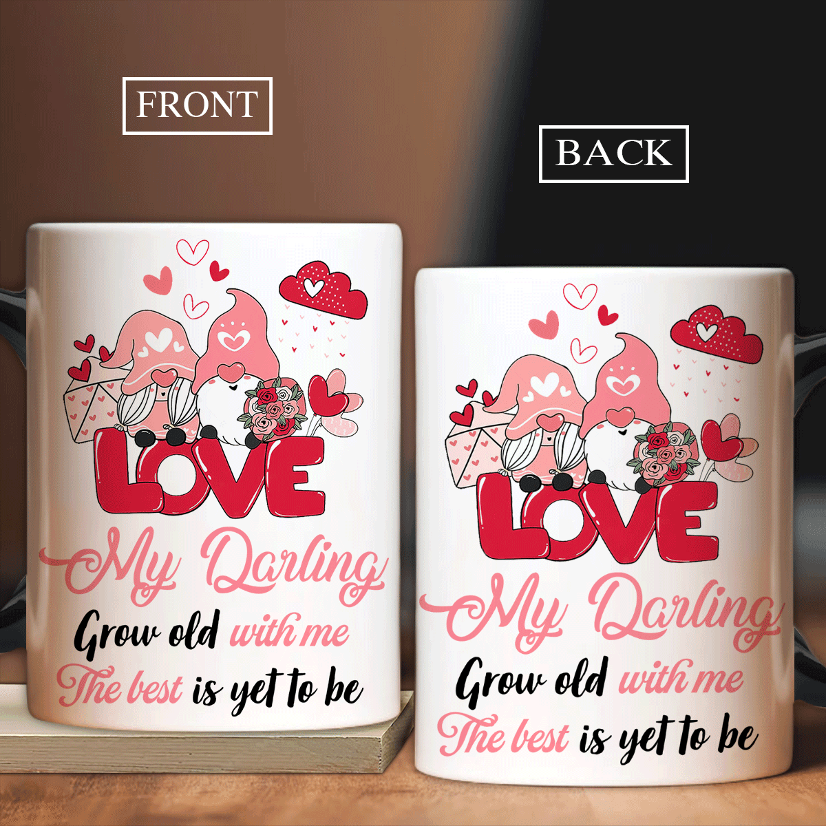 Couple Mug, Anniversary Gift, Valentine's Day Gift For Husband, Wife, Partner, Couple - Gnome Couple, Grow Old With Me, The Best Is Yet To Be Mug - Amzanimalsgift