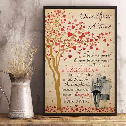 Couple Portrait Canvas - Once Upon A Time I Became Yours & You Became Mine And We'll Stay Togetther Canvas - Perfect Gift For Couple - Amzanimalsgift