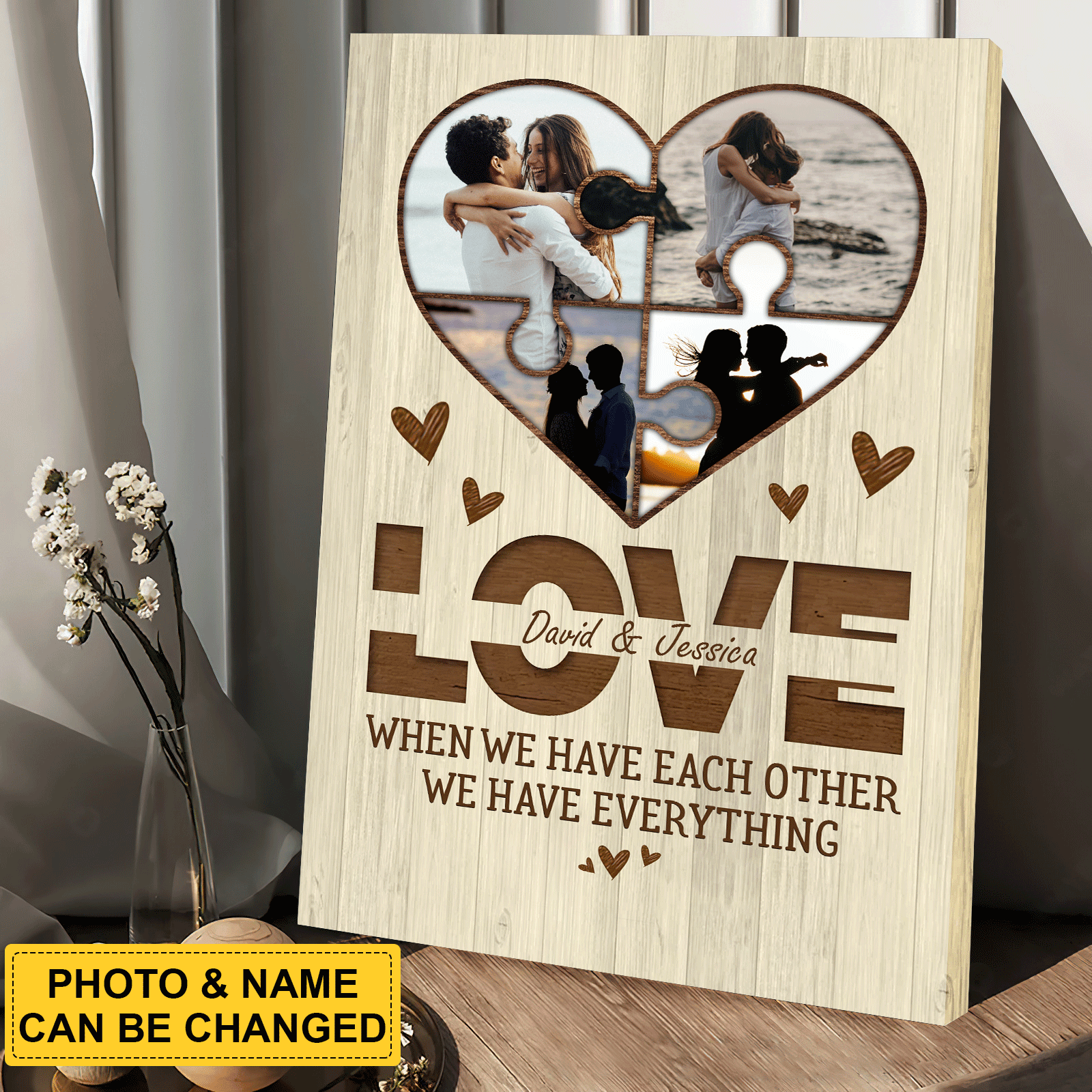 Couple Portrait Canvas - Personalized Couple Canvas - Custom Gift For Couple, Valentine's Day, Wedding Anniversary - When We Have Each Other We Have Everything - Amzanimalsgift