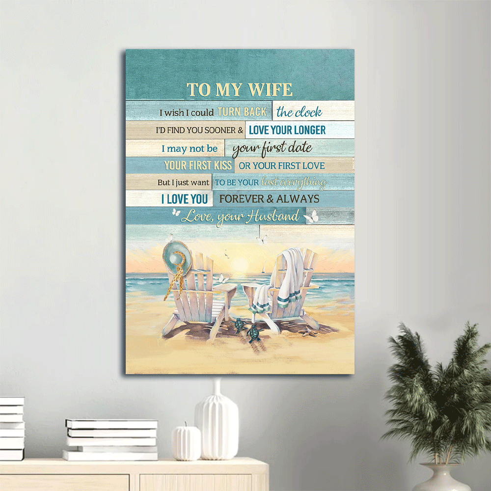 Couple Portrait Canvas - To My Wife, Beach Painting, Vintage Chairs, Family Canvas - I Love You Forever And Always- Valentine's Day Gift For Wife, Couple - Amzanimalsgift