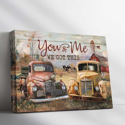 Couple Premium Wrapped Landscape Canvas - Antique Ladybug Car, Dairy Cow, Rice Field, You And Me, We Got This - Perfect Gift For Couple, Lovers - Amzanimalsgift