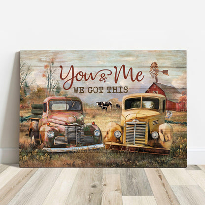Couple Premium Wrapped Landscape Canvas - Antique Ladybug Car, Dairy Cow, Rice Field, You And Me, We Got This - Perfect Gift For Couple, Lovers - Amzanimalsgift