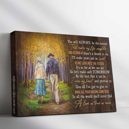 Couple Premium Wrapped Landscape Canvas - Autumn Forest, Couple Drawing, You Will Always Be The Miracle - Perfect Gift For Couple, Lovers - Amzanimalsgift