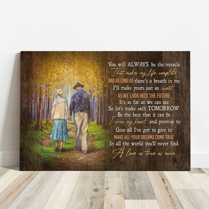 Couple Premium Wrapped Landscape Canvas - Autumn Forest, Couple Drawing, You Will Always Be The Miracle - Perfect Gift For Couple, Lovers - Amzanimalsgift