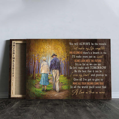 Couple Premium Wrapped Landscape Canvas - Autumn Forest, Couple Drawing, You Will Always Be The Miracle - Perfect Gift For Couple, Lovers - Amzanimalsgift